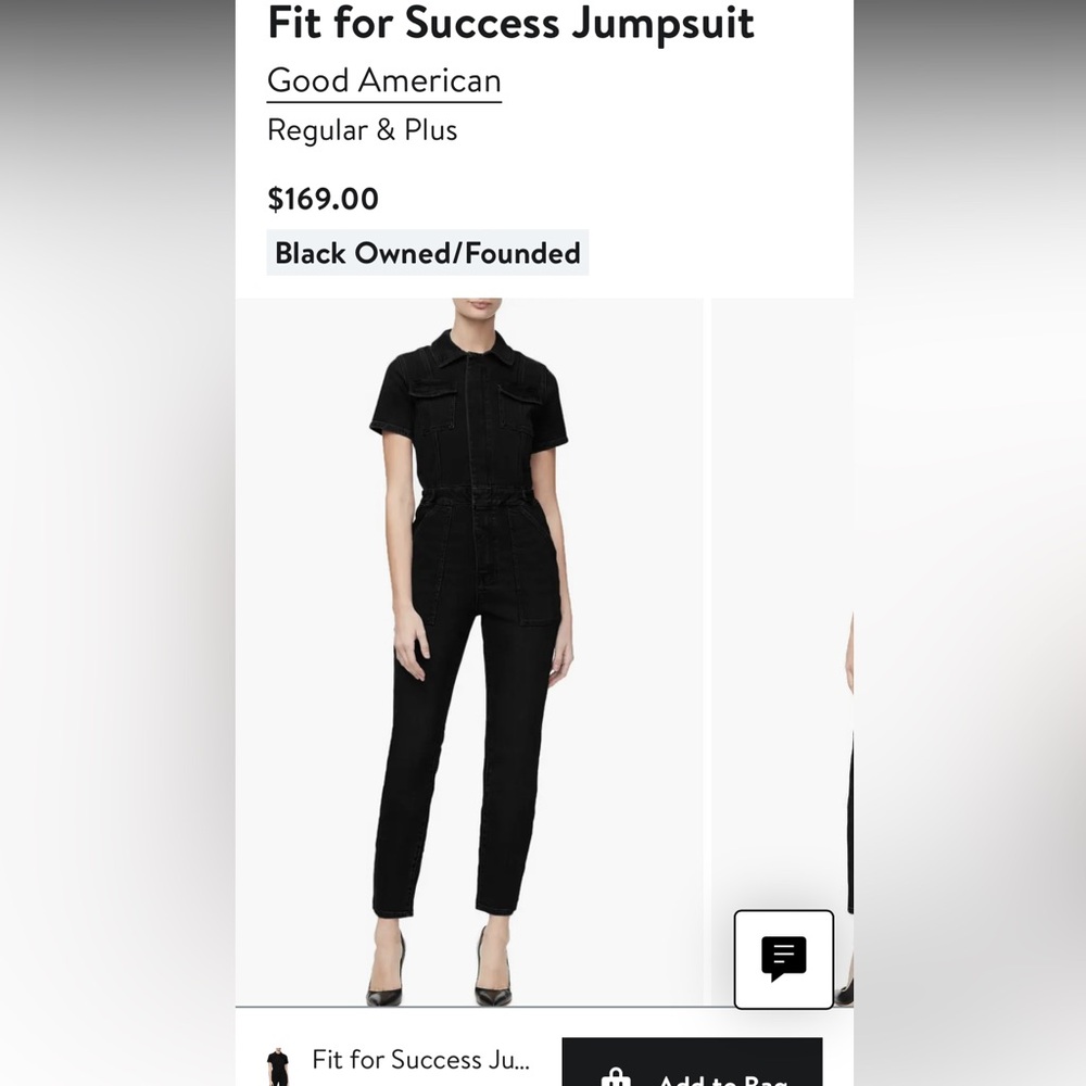 Good American Fit for Success Jumpsuit black denim size 2